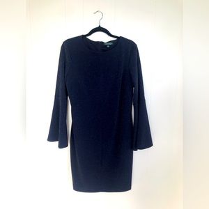 Lauren by Ralph Lauren Sparkle Bell Sleeve Cocktail Midi Dress